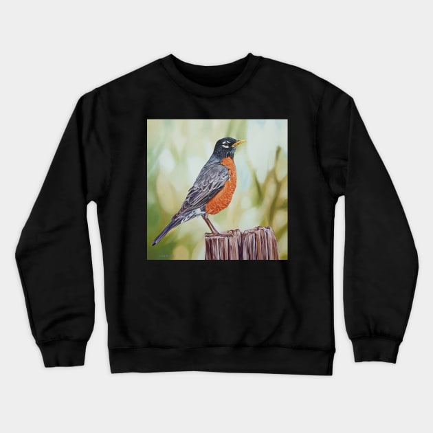 American Robin - bird painting Crewneck Sweatshirt by EmilyBickell